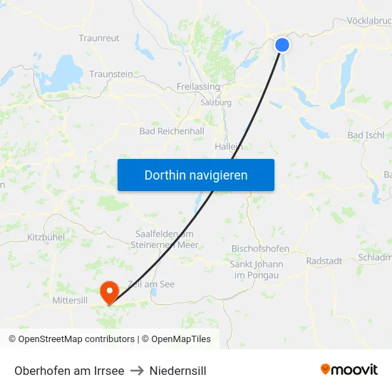 Oberhofen am Irrsee to Niedernsill map