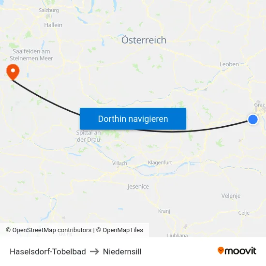 Haselsdorf-Tobelbad to Niedernsill map