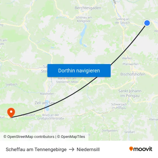 Scheffau am Tennengebirge to Niedernsill map