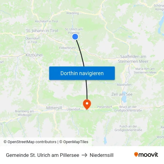 Gemeinde St. Ulrich am Pillersee to Niedernsill map