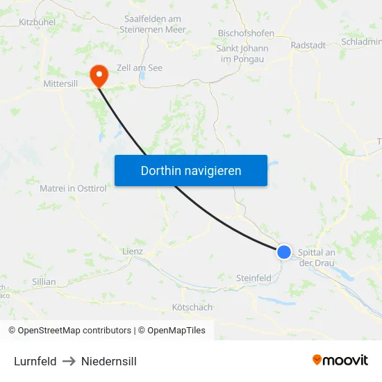 Lurnfeld to Niedernsill map