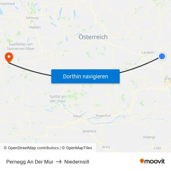 Pernegg An Der Mur to Niedernsill map