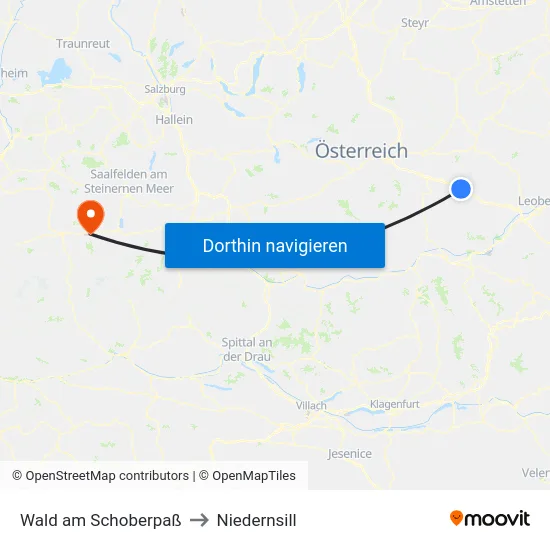 Wald am Schoberpaß to Niedernsill map