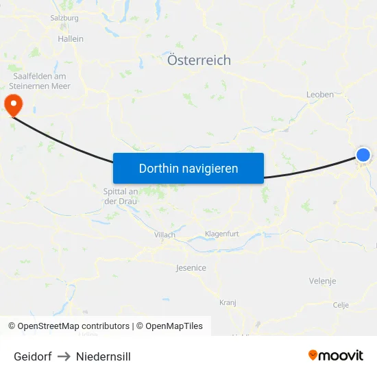 Geidorf to Niedernsill map