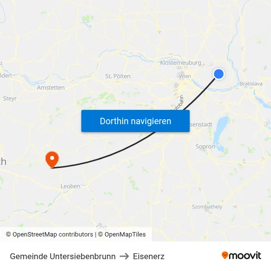 Gemeinde Untersiebenbrunn to Eisenerz map