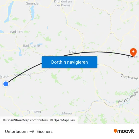 Untertauern to Eisenerz map