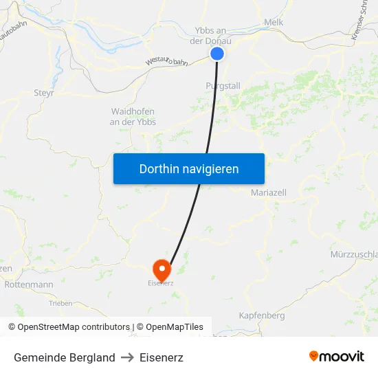 Gemeinde Bergland to Eisenerz map