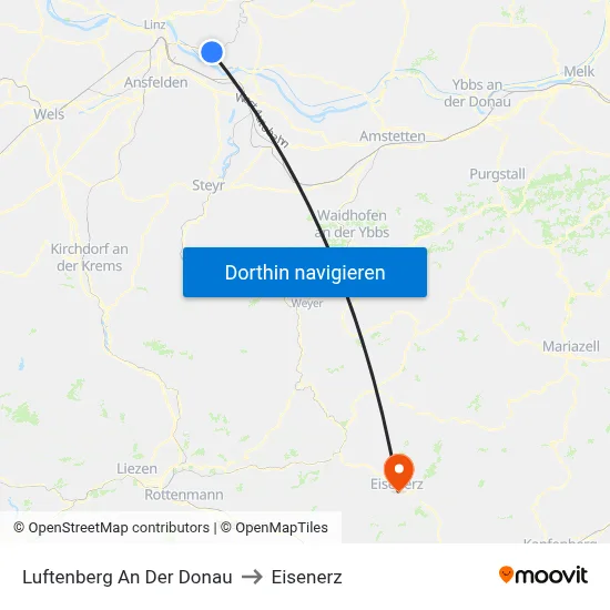 Luftenberg An Der Donau to Eisenerz map