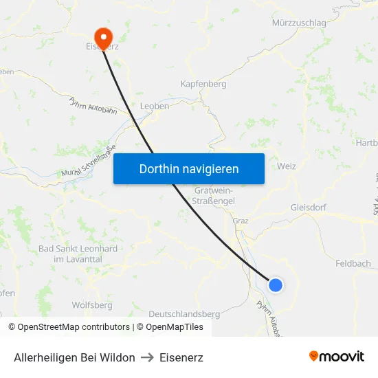 Allerheiligen Bei Wildon to Eisenerz map