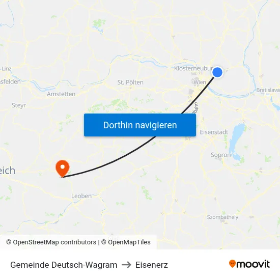 Gemeinde Deutsch-Wagram to Eisenerz map