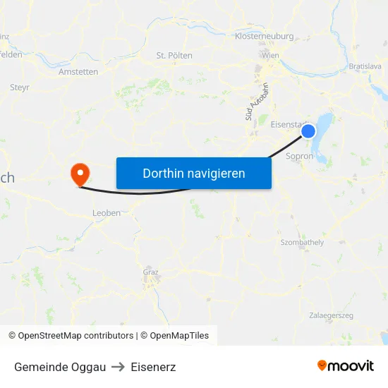 Gemeinde Oggau to Eisenerz map