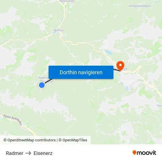 Radmer to Eisenerz map