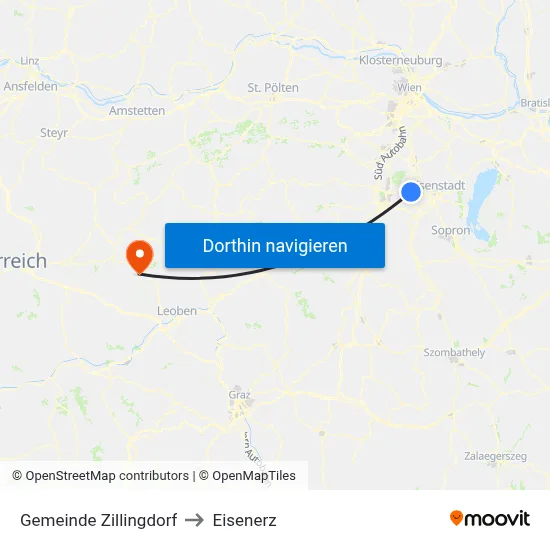 Gemeinde Zillingdorf to Eisenerz map