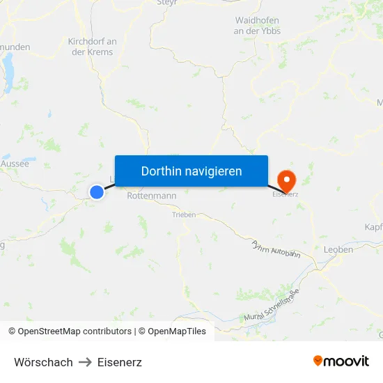 Wörschach to Eisenerz map
