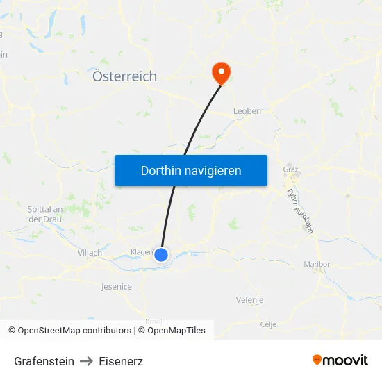 Grafenstein to Eisenerz map