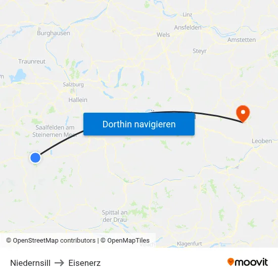 Niedernsill to Eisenerz map