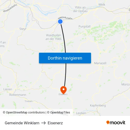 Gemeinde Winklarn to Eisenerz map