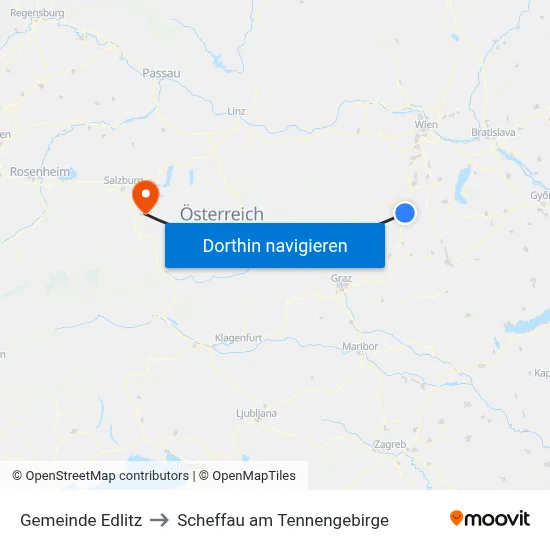 Gemeinde Edlitz to Scheffau am Tennengebirge map