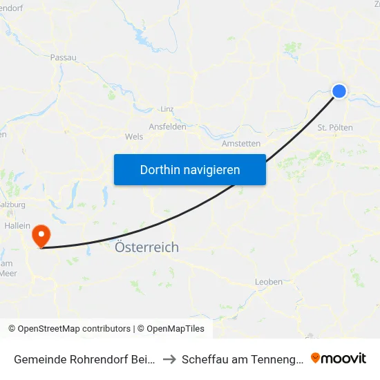 Gemeinde Rohrendorf Bei Krems to Scheffau am Tennengebirge map