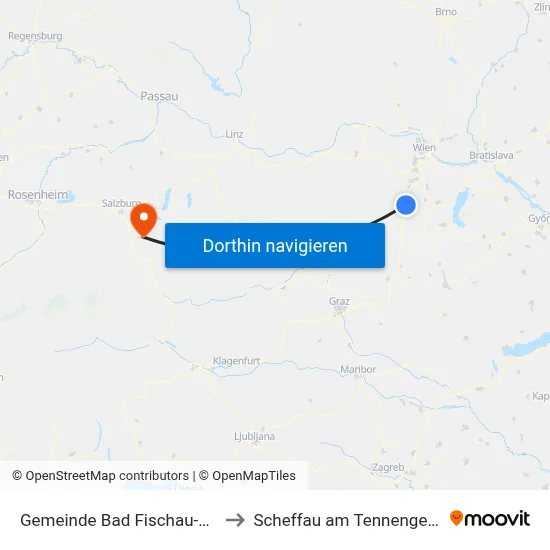 Gemeinde Bad Fischau-Brunn to Scheffau am Tennengebirge map