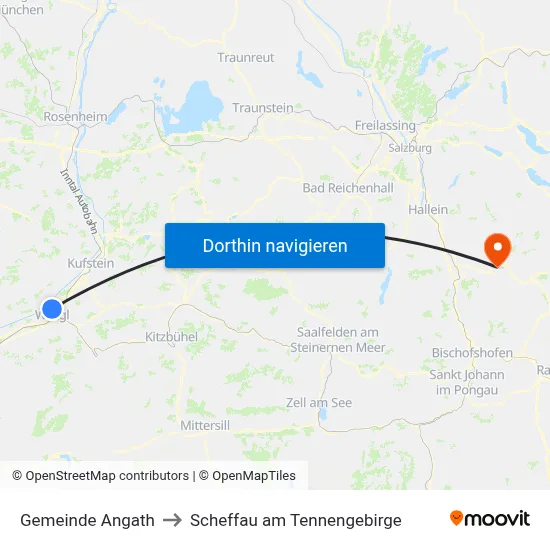 Gemeinde Angath to Scheffau am Tennengebirge map