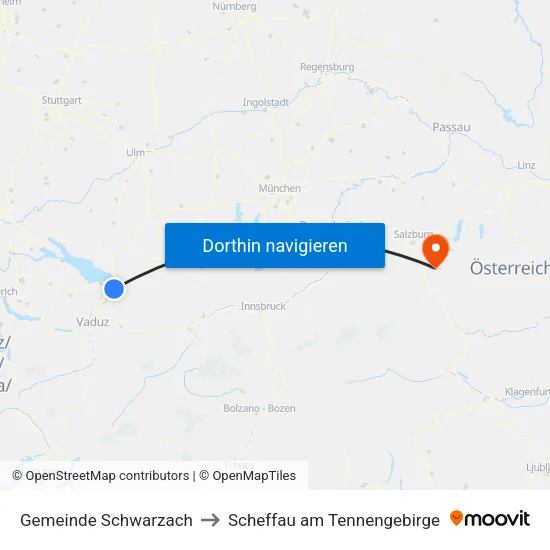 Gemeinde Schwarzach to Scheffau am Tennengebirge map