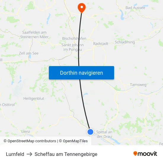Lurnfeld to Scheffau am Tennengebirge map