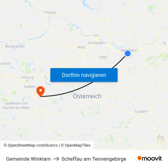 Gemeinde Winklarn to Scheffau am Tennengebirge map
