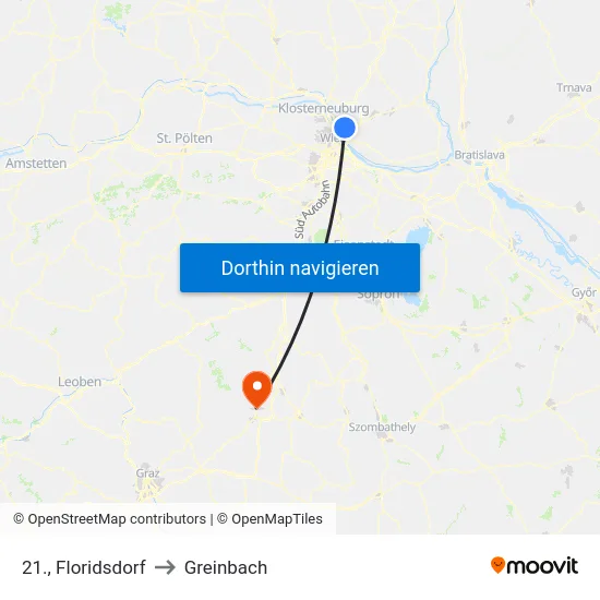 21., Floridsdorf to Greinbach map