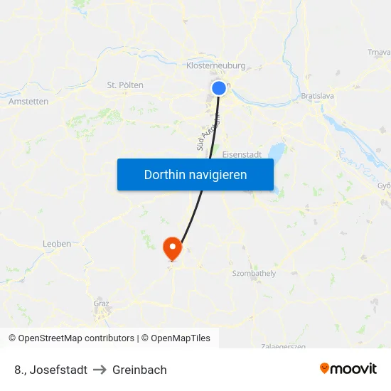 8., Josefstadt to Greinbach map