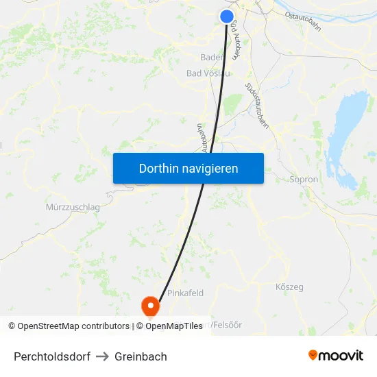 Perchtoldsdorf to Greinbach map