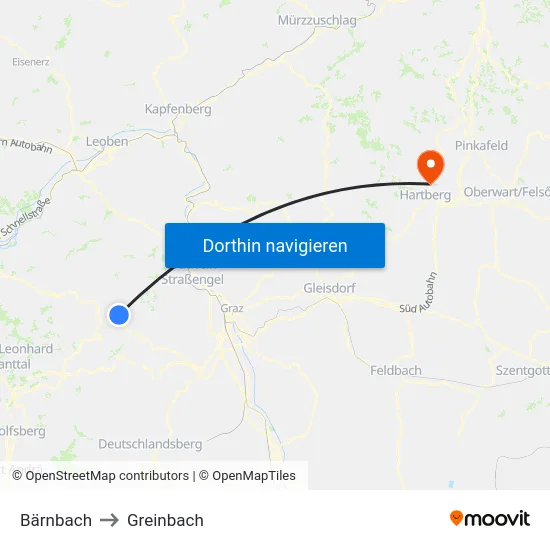 Bärnbach to Greinbach map