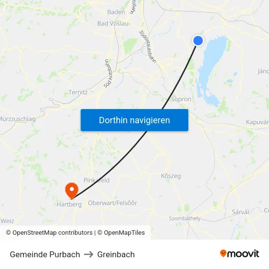 Gemeinde Purbach to Greinbach map