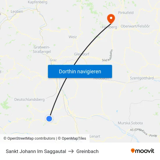 Sankt Johann Im Saggautal to Greinbach map