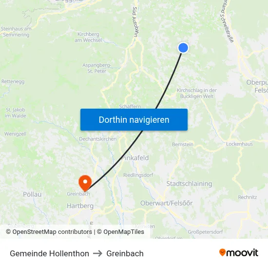 Gemeinde Hollenthon to Greinbach map