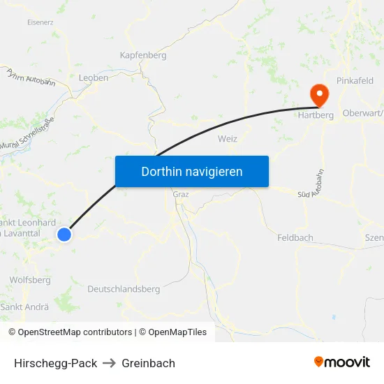 Hirschegg-Pack to Greinbach map