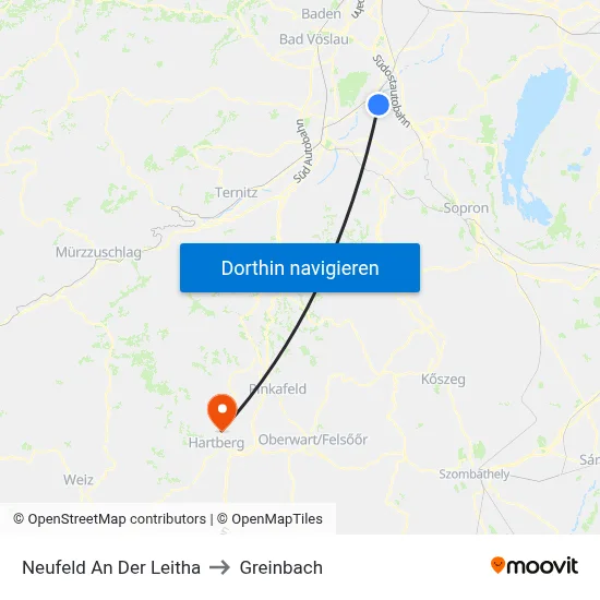 Neufeld An Der Leitha to Greinbach map