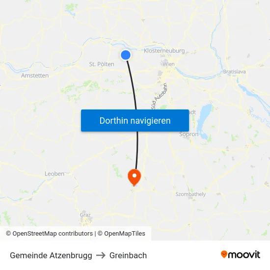 Gemeinde Atzenbrugg to Greinbach map
