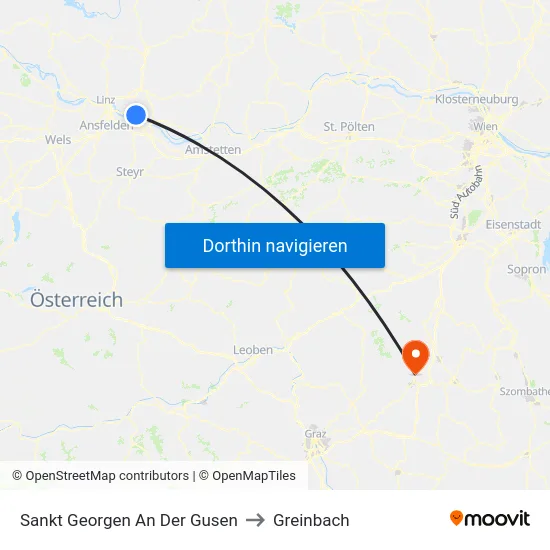 Sankt Georgen An Der Gusen to Greinbach map