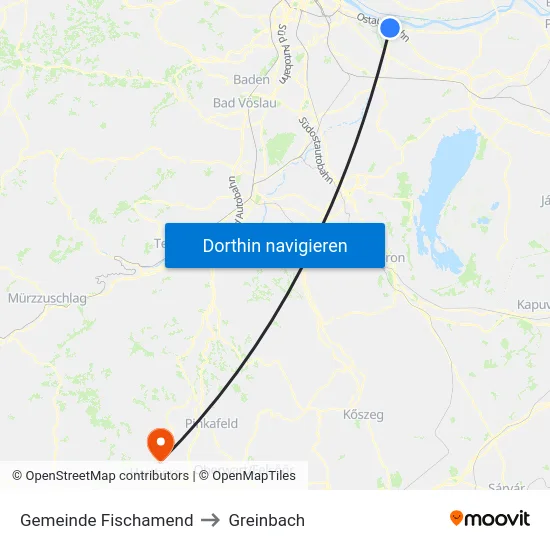 Gemeinde Fischamend to Greinbach map