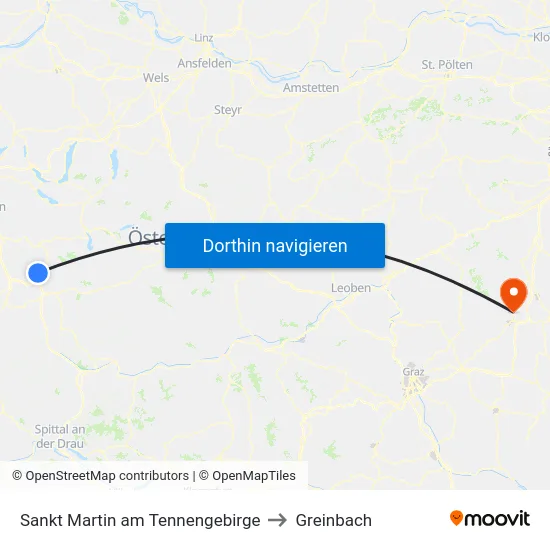 Sankt Martin am Tennengebirge to Greinbach map