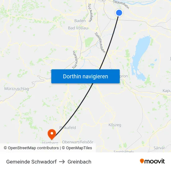 Gemeinde Schwadorf to Greinbach map