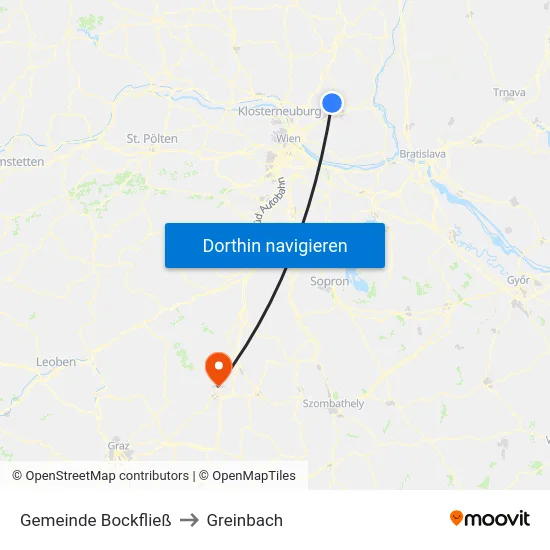 Gemeinde Bockfließ to Greinbach map