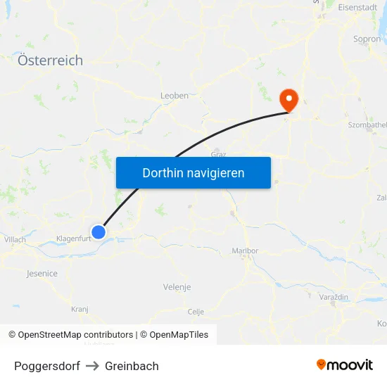 Poggersdorf to Greinbach map