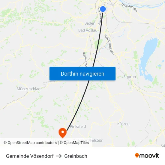Gemeinde Vösendorf to Greinbach map