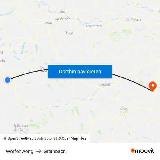 Werfenweng to Greinbach map