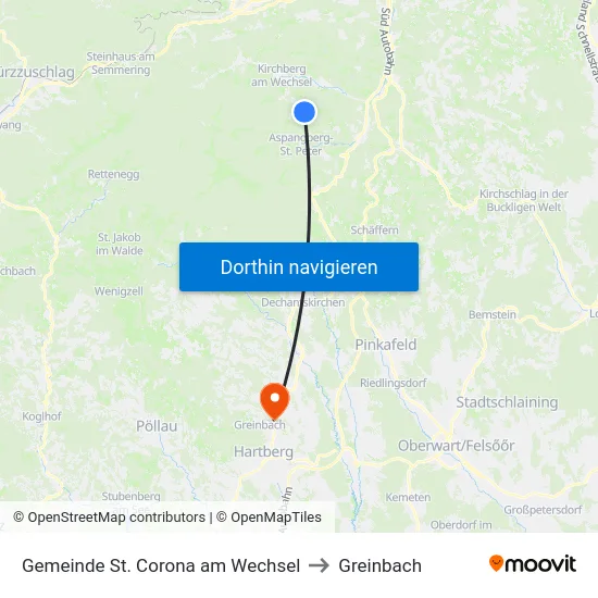 Gemeinde St. Corona am Wechsel to Greinbach map