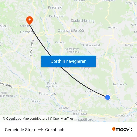 Gemeinde Strem to Greinbach map