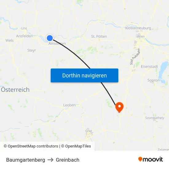 Baumgartenberg to Greinbach map