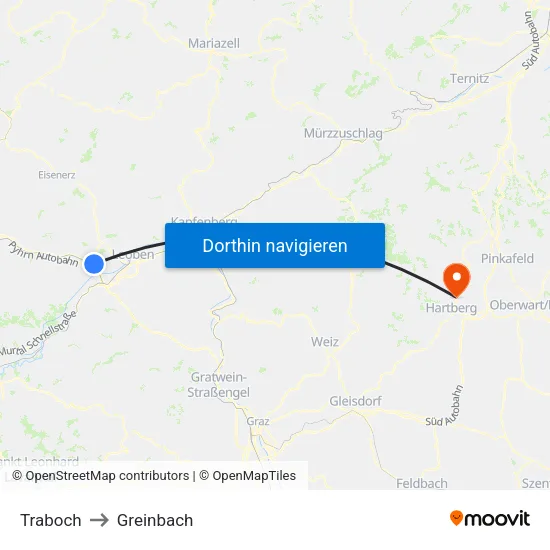 Traboch to Greinbach map